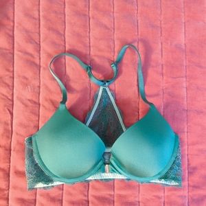 BCBGeneration 34A Green Back Lace Front Closure Push Up Bra